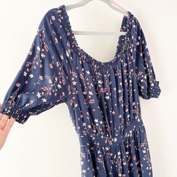 Gal Meets Glam Navy Wild Flower Print Wide Leg Pull On Cropped Jumpsuit 4 - Picture 4 of 15